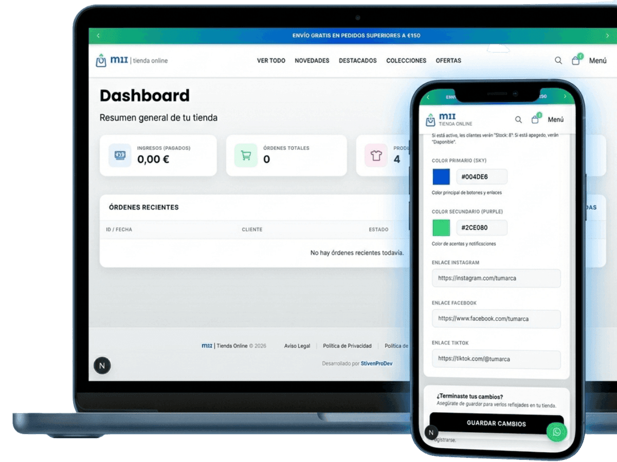 El control total de tu tienda, en un panel premium